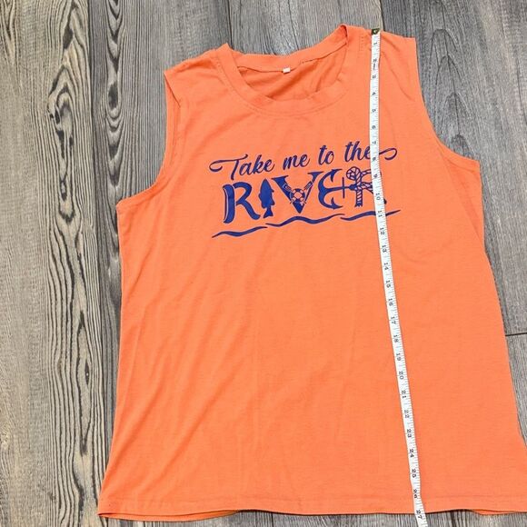Orange Sleeveless Graphic Tee “Take Me To The River” - Picture 4 of 6